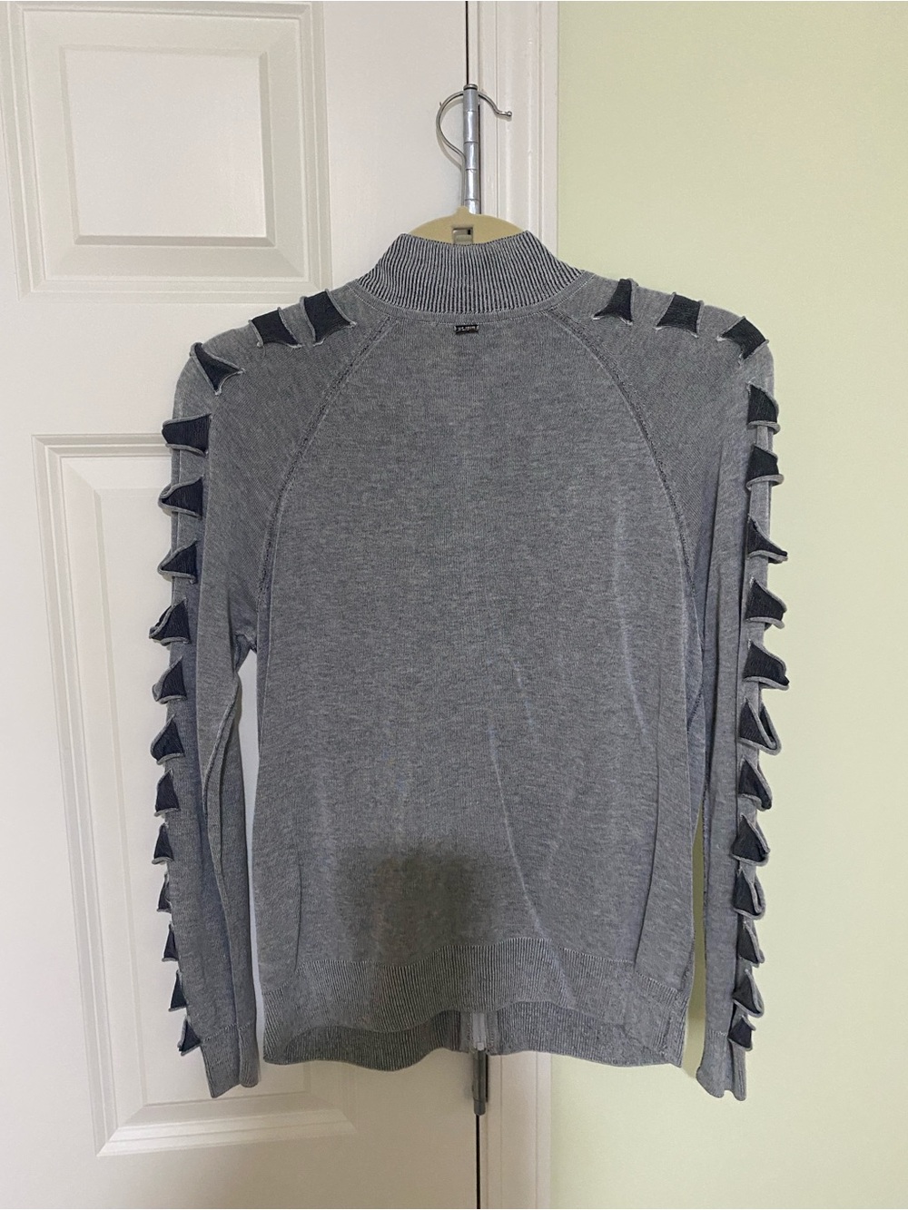 St. John Grey Ribbed Zip Knit Jacket - Picture 5 of 7